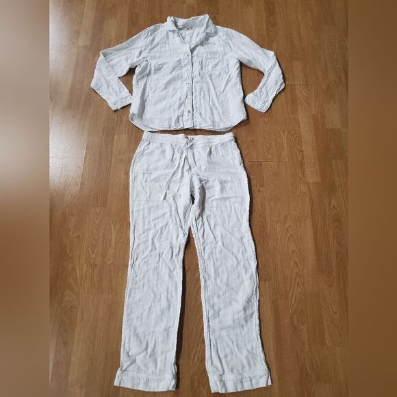 🌹 UGG 🌹 Raven Cotton Flannel Striped Pajama Set - [XL in Light Blue + White] - Picture 4 of 16